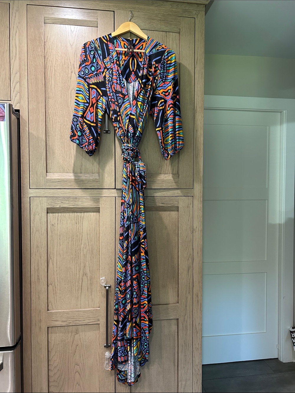 Melissa McCarthy Abstract Multi-Color Wrap Maxi Dress - Women's
